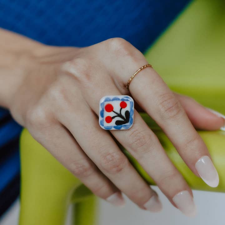 Crown & Heart - Wholesale Cocktail/Statement Ring - Quilt Square Ring