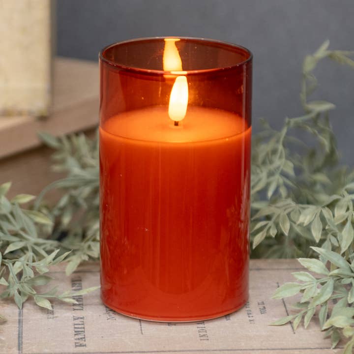 VELA DE CHAMA 3D DE VIDRO SIENNA DE 5" por atacado de Ragon House