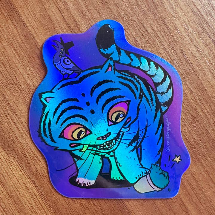 Jennifer Yung Art - Wholesale Sticker - Kpop Demon Derpy Tiger Holographic Sticker Decal0