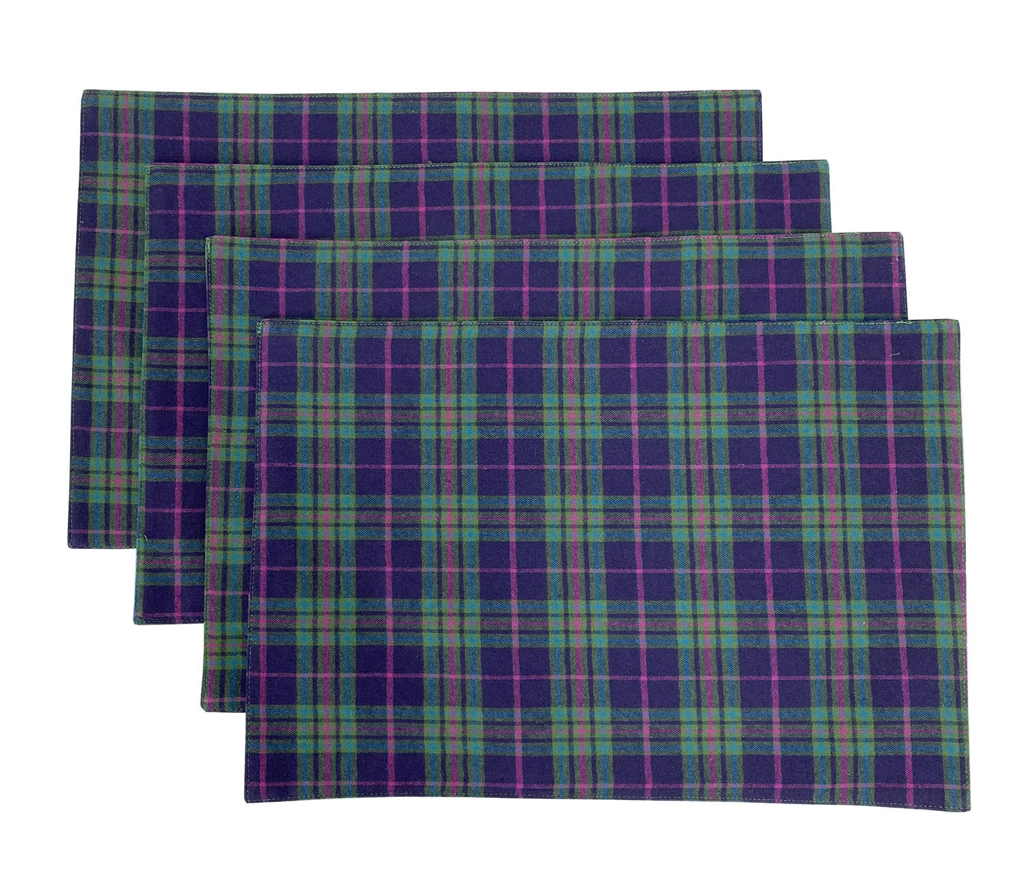 Fennco Styles - Wholesale Placemat - Green-Blue Rustic Tartan Plaid 13"x19" Reversible Placemat1