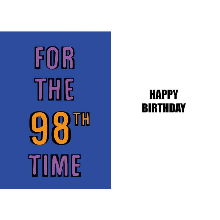 Carte humoristique de haute qualité pour un 98e anniversaire amusant pour la vente par Duggoons Greeting Cards