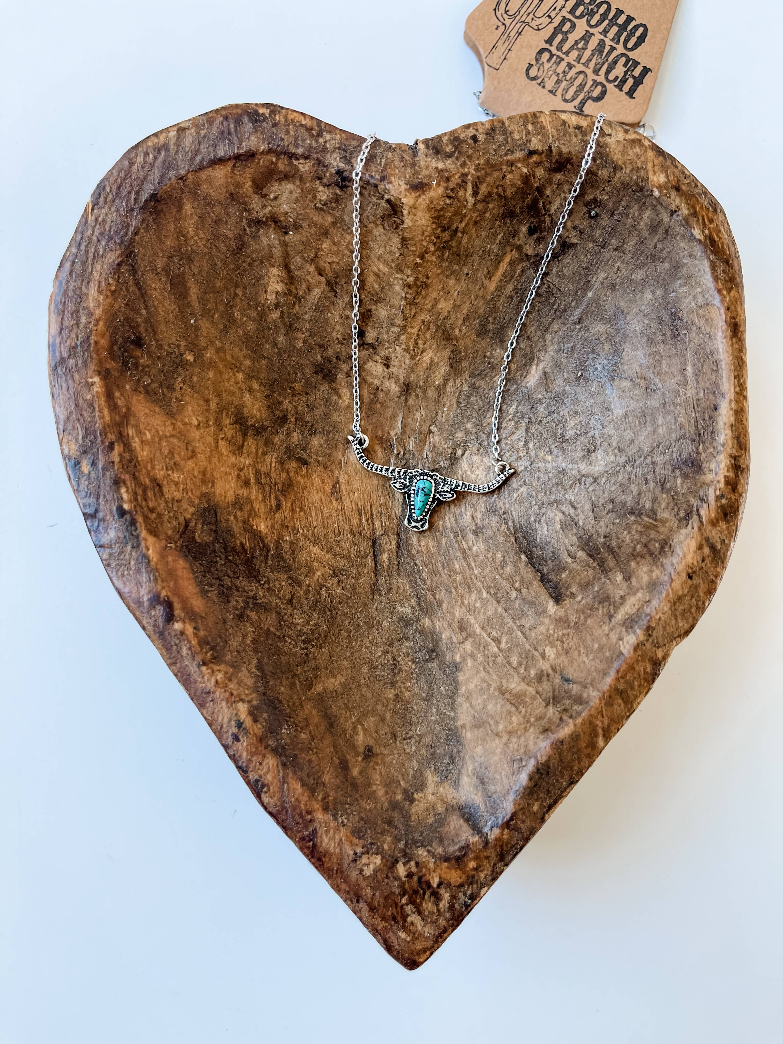 Boho Ranch Shop - Wholesale Pendant/Charm Necklace - Western Steer Skull Head Necklace0