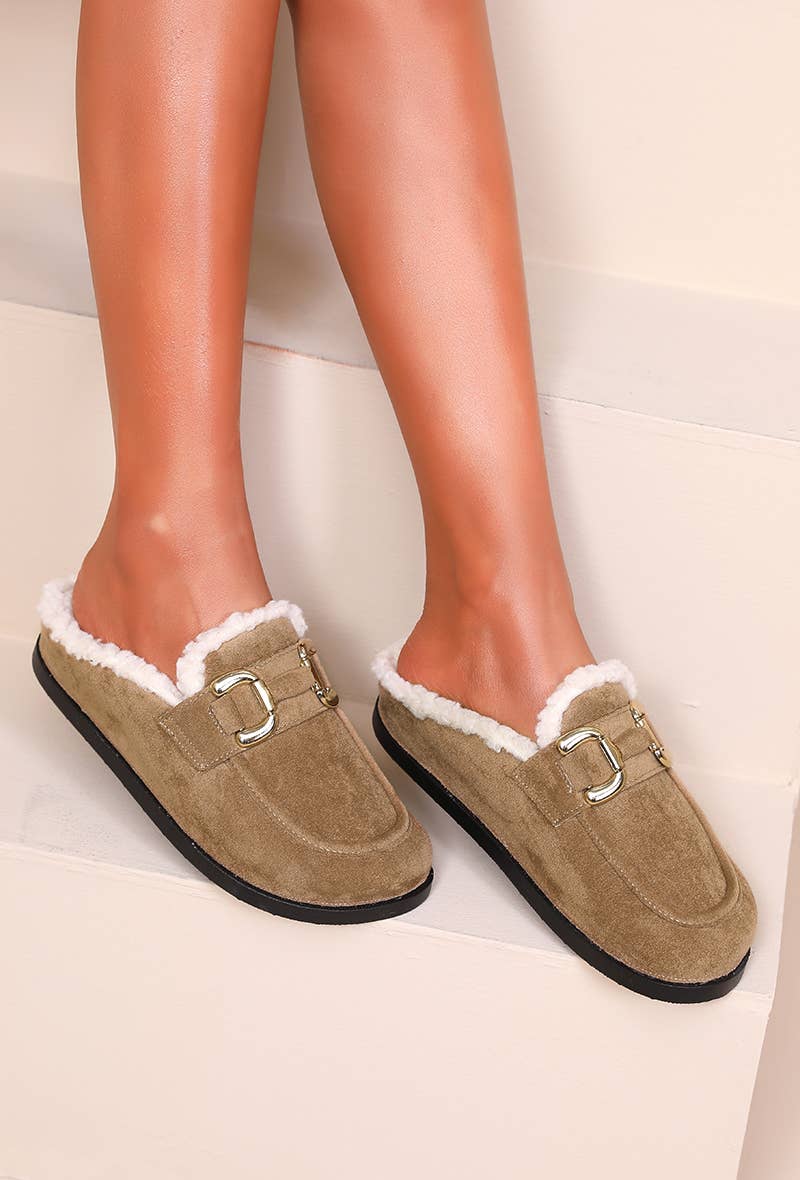 Joia Paris - Vente Chaussons – unisexe - Mules fourrées avec boucle métal H8-976C9