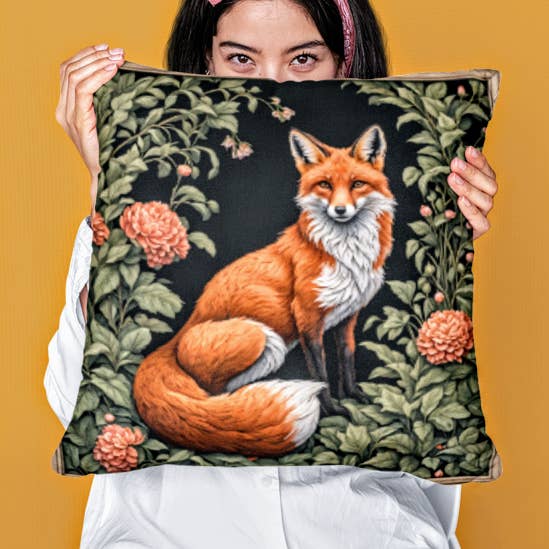 Fox Home Decor, Woodland Fox Pillow, Fox Accent Pillow for wholesale by Upside Down Owl Farm