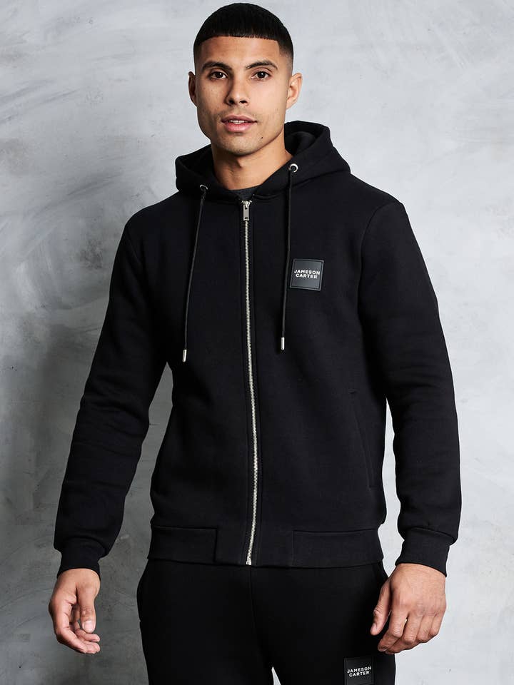 Alexander Tracksuit Zip Through Hoodie - Black for wholesale by Jameson Carter