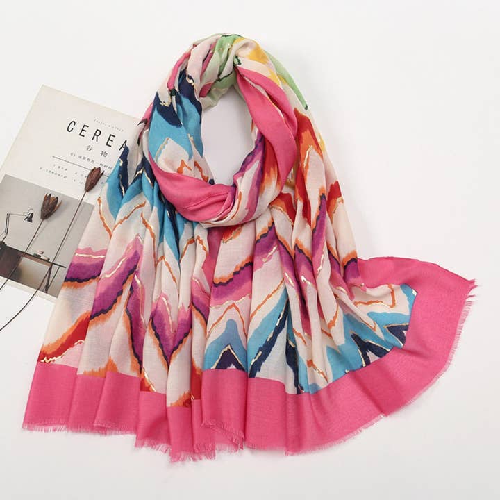 Funkyrel® Atzbranding Limited – wholesale Scarf – Women's – Scarvii - Color-Blocked Shawl Scarf with Tassels - Stylish & Versatile4