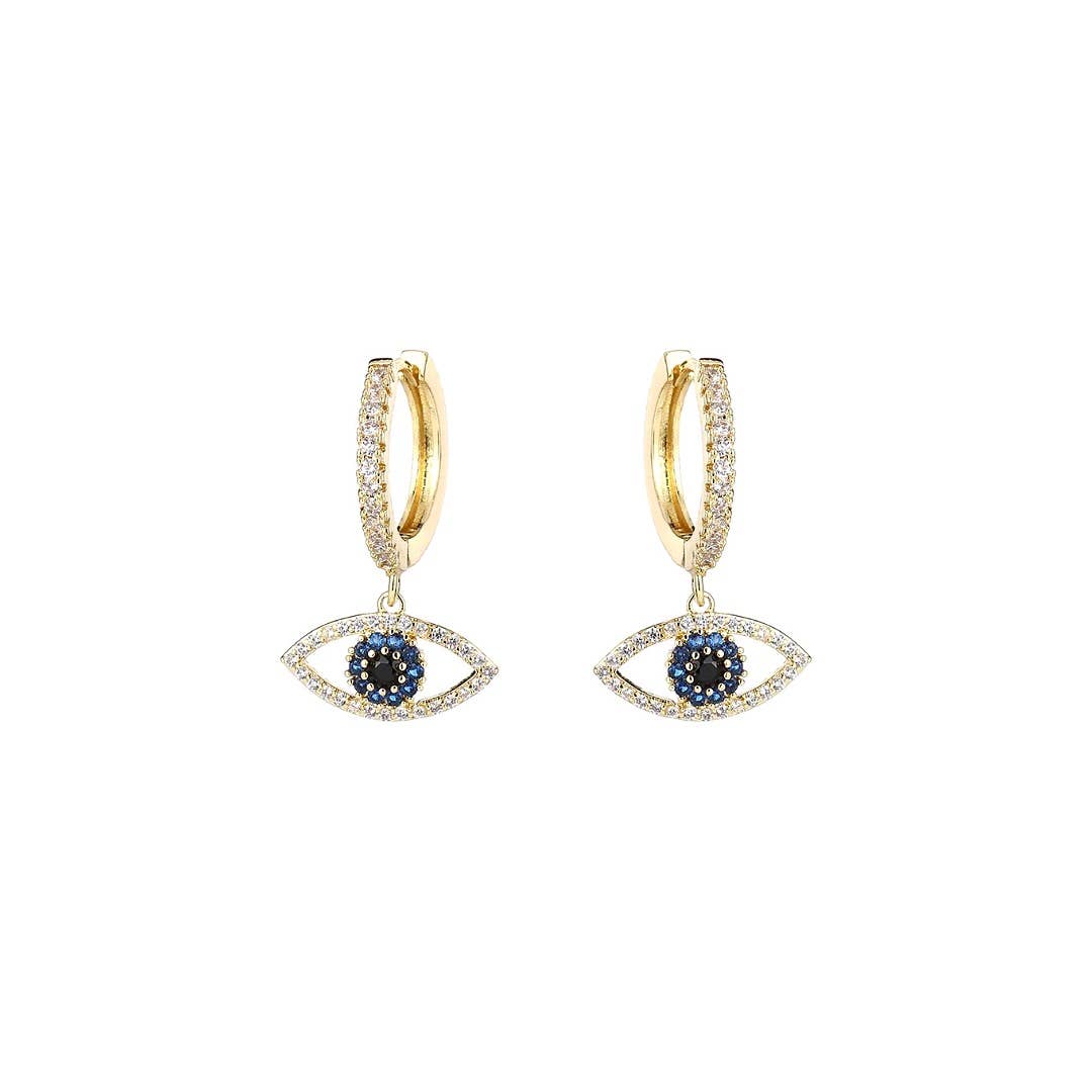 KIKICHIC - Wholesale Hoop Earrings - CZ Blue Evil Eye Hoop Earrings1