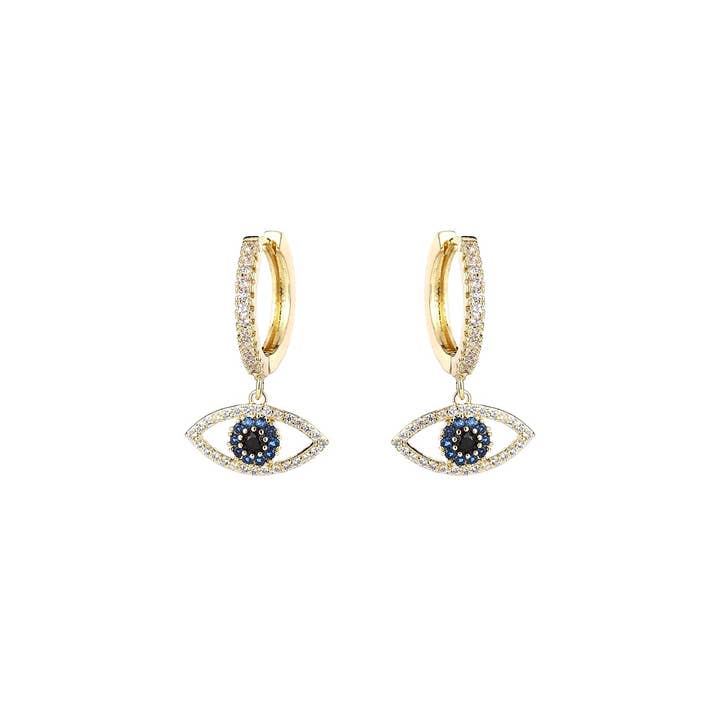 KIKICHIC – wholesale Hoop earrings – CZ Blue Evil Eye Hoop Earrings1