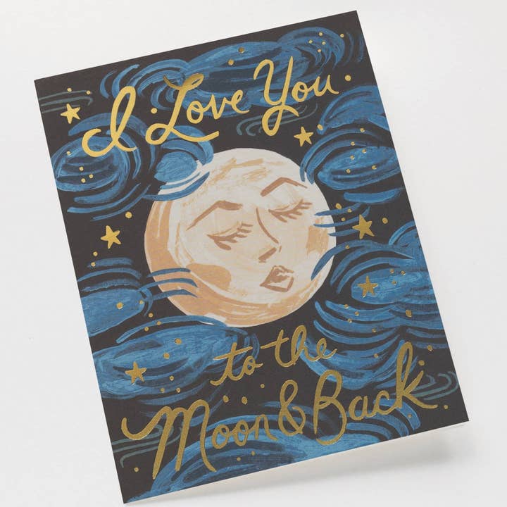 Rifle Paper Co. - Wholesale Love Card - To the Moon and Back Valentine's Day Card1