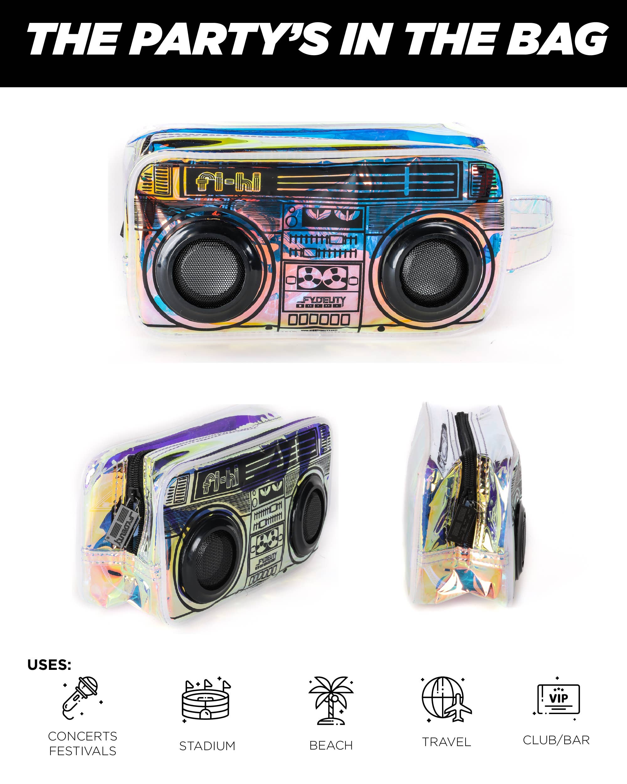 Fydelity - Wholesale Speakers - Bluetooth Speaker Bag | Portable Crossbody Festival | Holo4