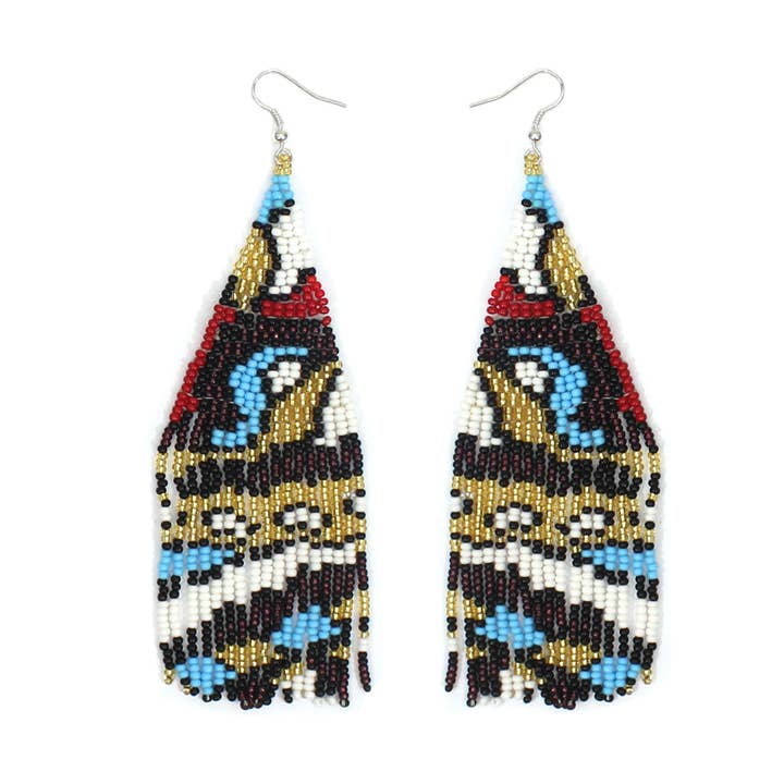 Handgefertigte Perlenohrringe im einheimischen Stil mit mehrfarbigem Augenmuster für den Großhandel von BEADS CORNER