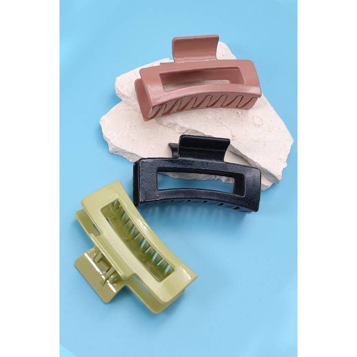 JOSSLYN by wall to wall - Wholesale Hair Clip - Women's - PEARLIZED RECTANGLE HAIR CLAW CLIPS | 40H655
