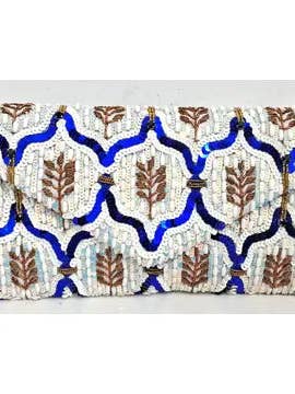 Pärlad geometrisk blå clutch för wholesale av Onic Brands LLC