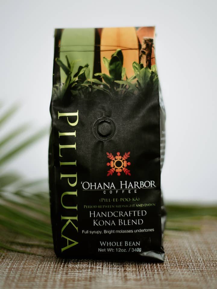 Pilipuka-Kona Blend Ground Medium Roast 12 oz. for wholesale by 'Ohana Harbor Coffee Company