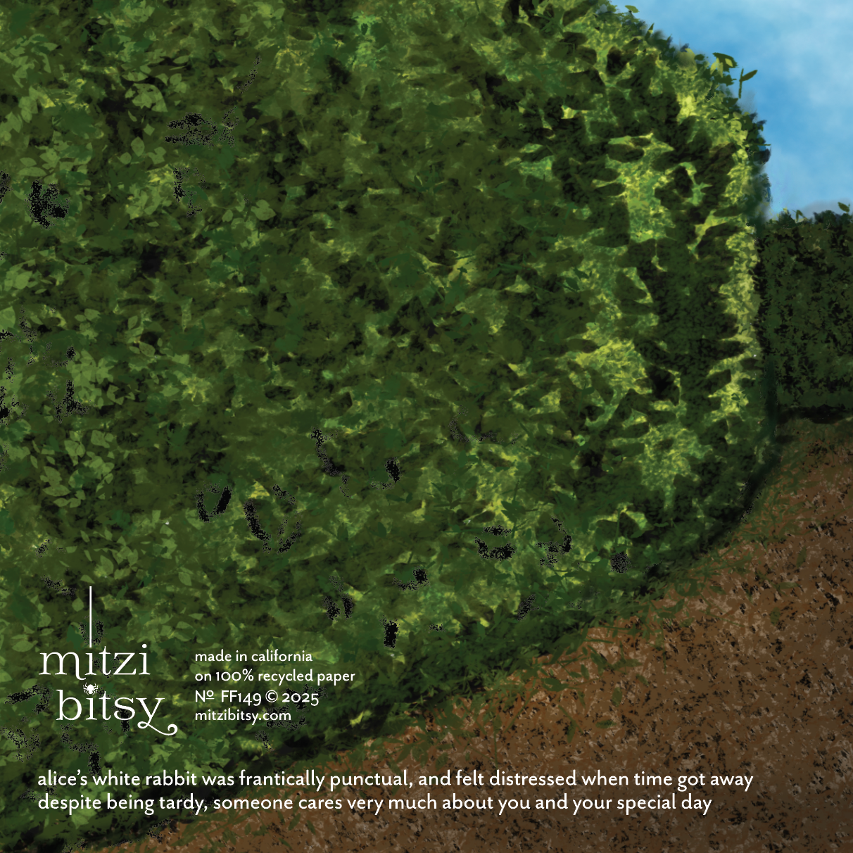 Mitzi Bitsy Spider - Wholesale Birthday Card - I'm Late White Rabbit — Belated Birthday Greeting Card3