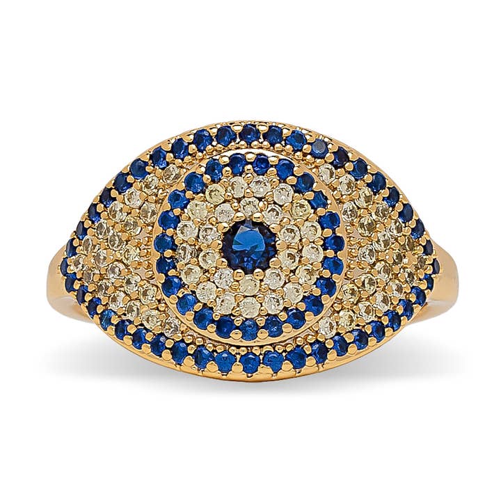 Navy Blue Evil Eye Cubic Zirconia Ring for wholesale by XUXA
