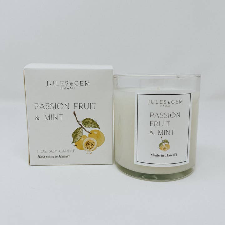 Jules + Gem Hawaii – wholesale Jar/filled candle – Passion Fruit + Mint 7 oz Candle