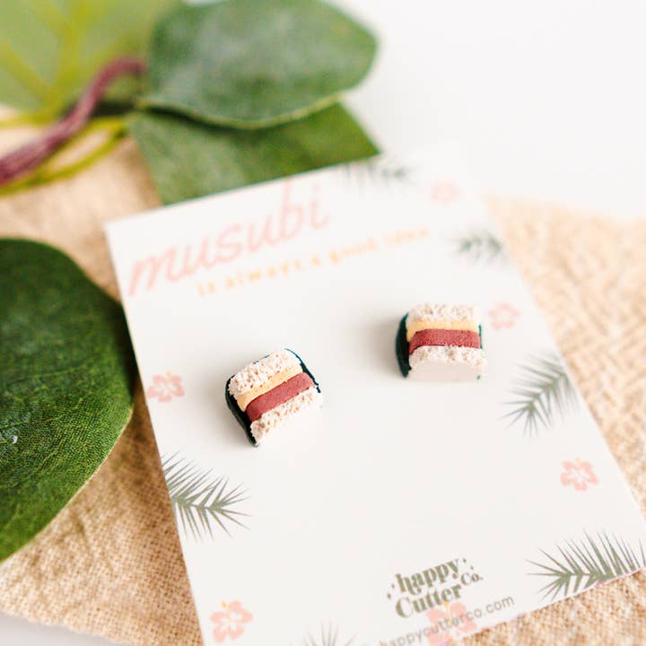 Happy Cutter Co - Wholesale Stud/Post Earrings - Musubi Stud Earrings | Fun Hawaii Gift | Fun Foodie Gift