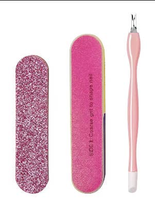 Nail File, Buffer & Cuticle Pusher Set for wholesale by Chic Essentials Beauty