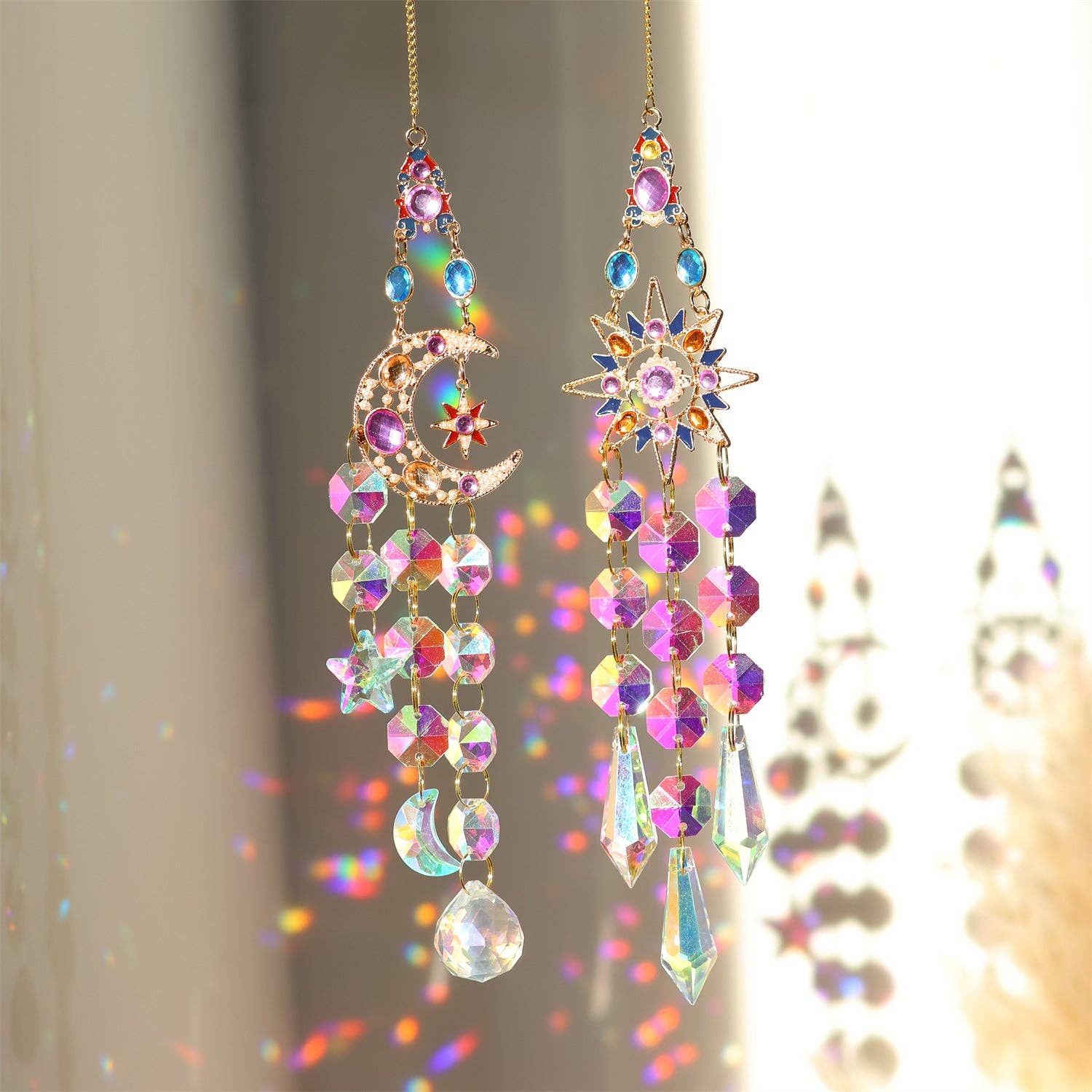 Dipped Shop – wholesale Suncatcher – 3+ Colorful Star Moon Suncatcher Hangings DPH19307