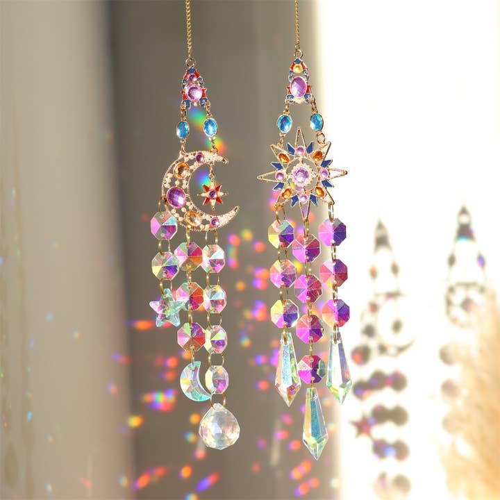 Dipped Shop – wholesale Suncatcher – 3+ Colorful Star Moon Suncatcher Hangings DPH19307