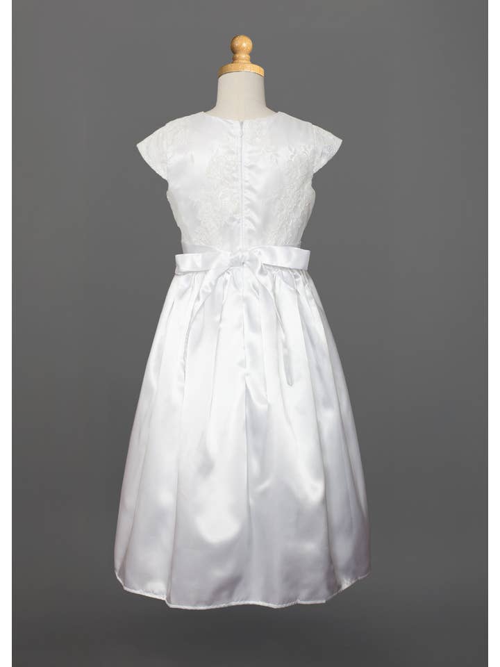 Bianco Abito da comunione in tulle con maniche ad aletta in raso in vendita all'ingrosso su Faire