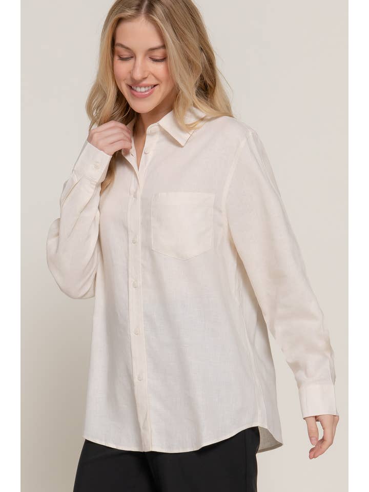 Active Basic | Active USA - Wholesale Button Down Shirt - Women's - Long Sleeve Linen Blend Shirt14