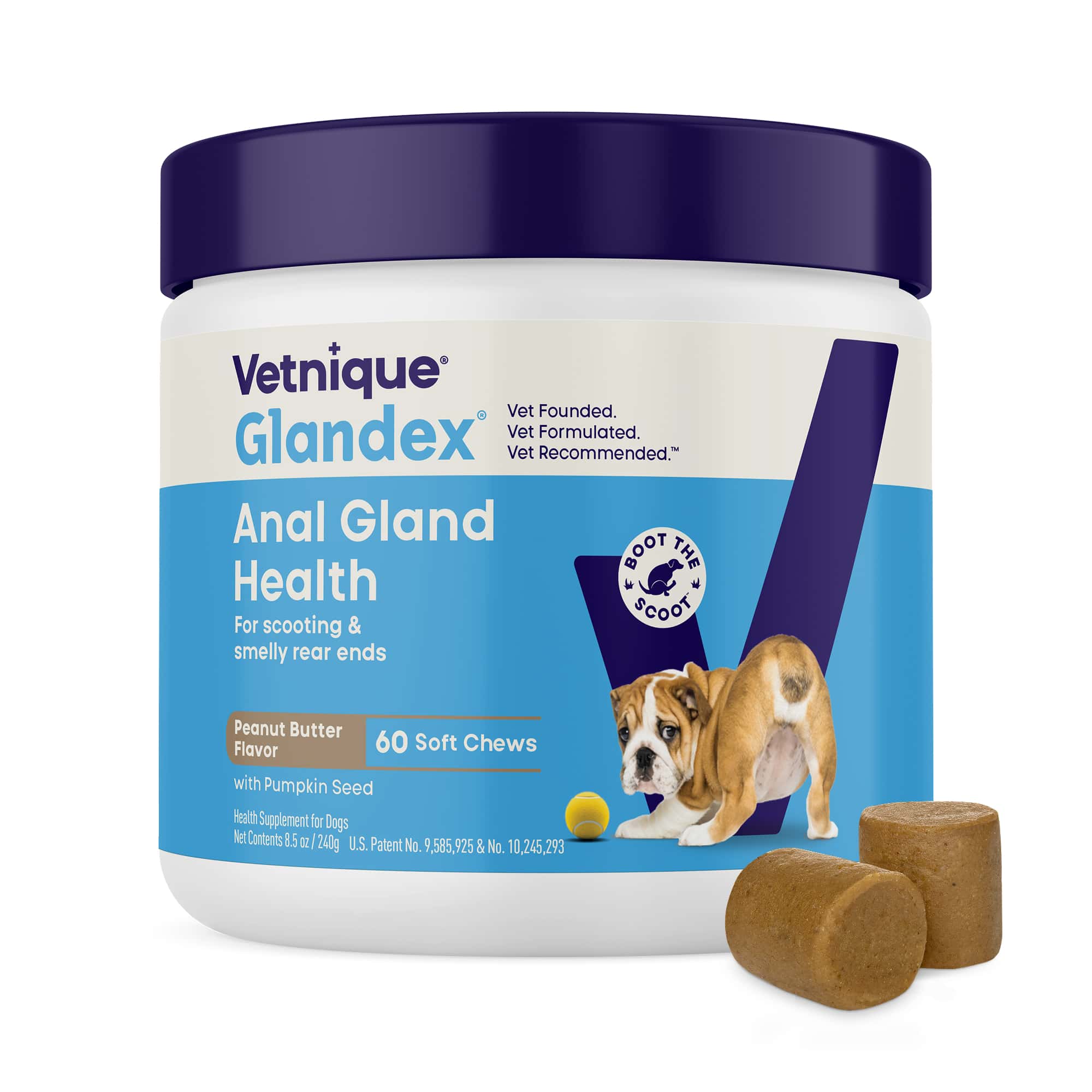 Pet Palette Distribution - Wholesale Pet Supplement - Dog - Glandex Anal Gland Support Soft Chews Peanut Butter 60ct