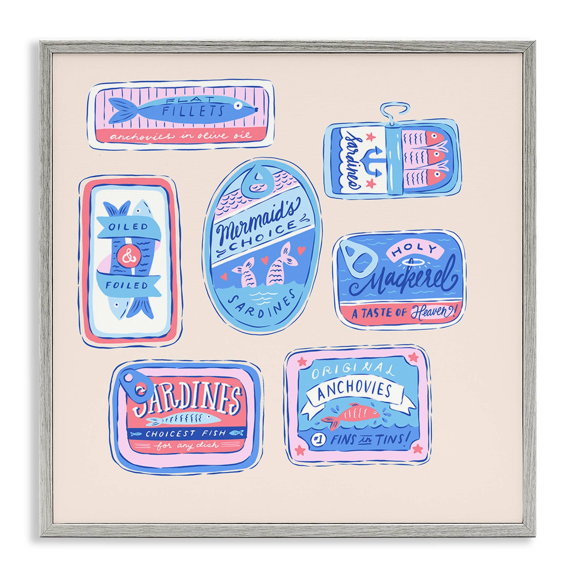 Stupell Industries – Großhandel Wandschild – Verschiedene Dosenfisch-Meeresfrüchte - Gerahmte Wandkunst20