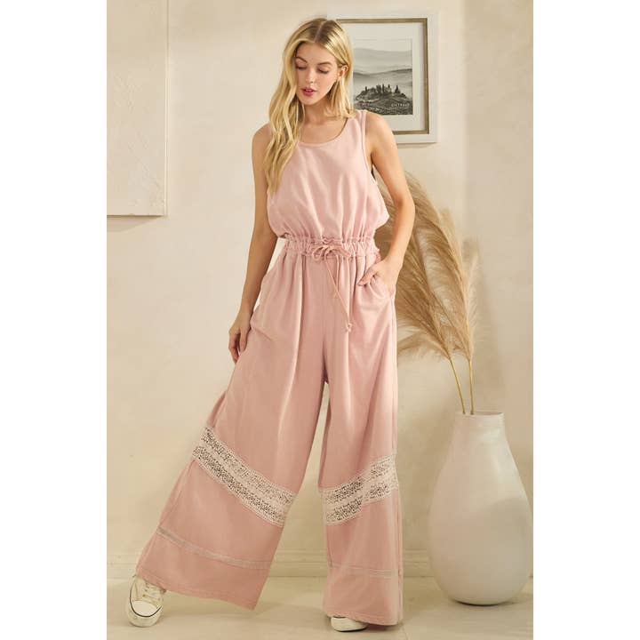 MONO CON DETALLE DE ENCAJE LAVADO Y CORDÓN EN LA CINTURA para venta al por mayor de Oli&Hali