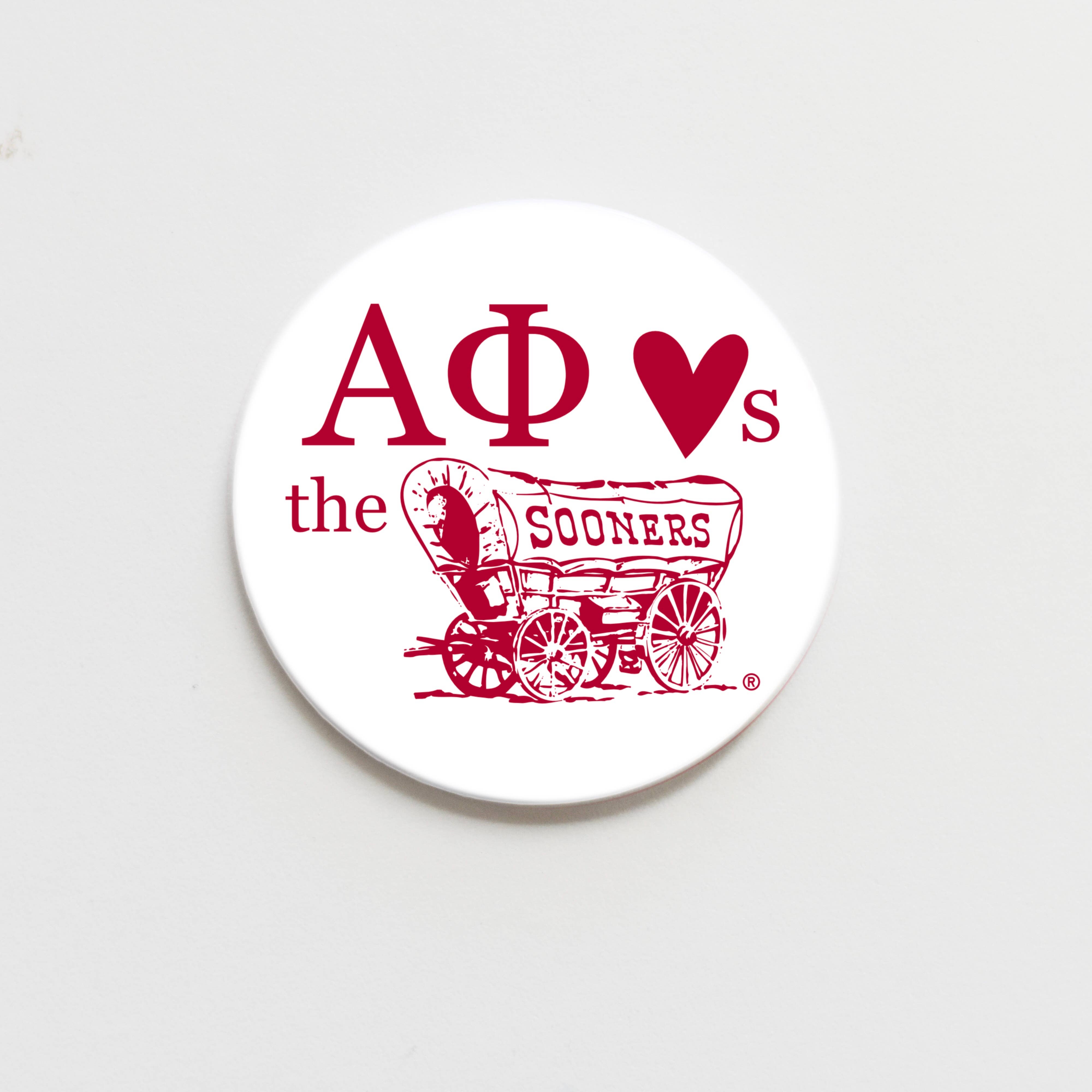 Good Vibez Collegiate - Wholesale Lapel Pin/Button - University of Oklahoma OU Alpha Phi Game Day Button1