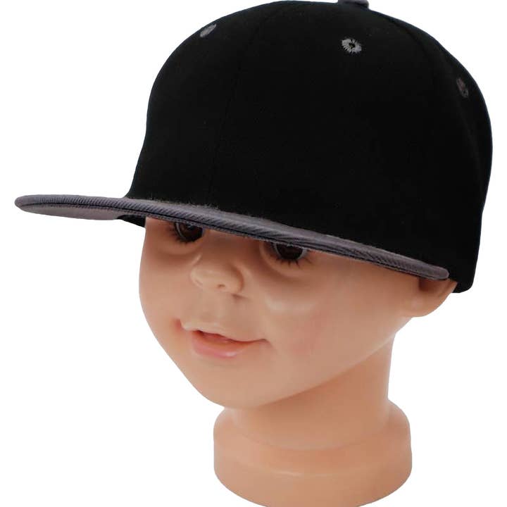 Cap Zone - Wholesale Baseball Cap - Kids - Kids Solid Twill Snap Back Flat Bill Cap33