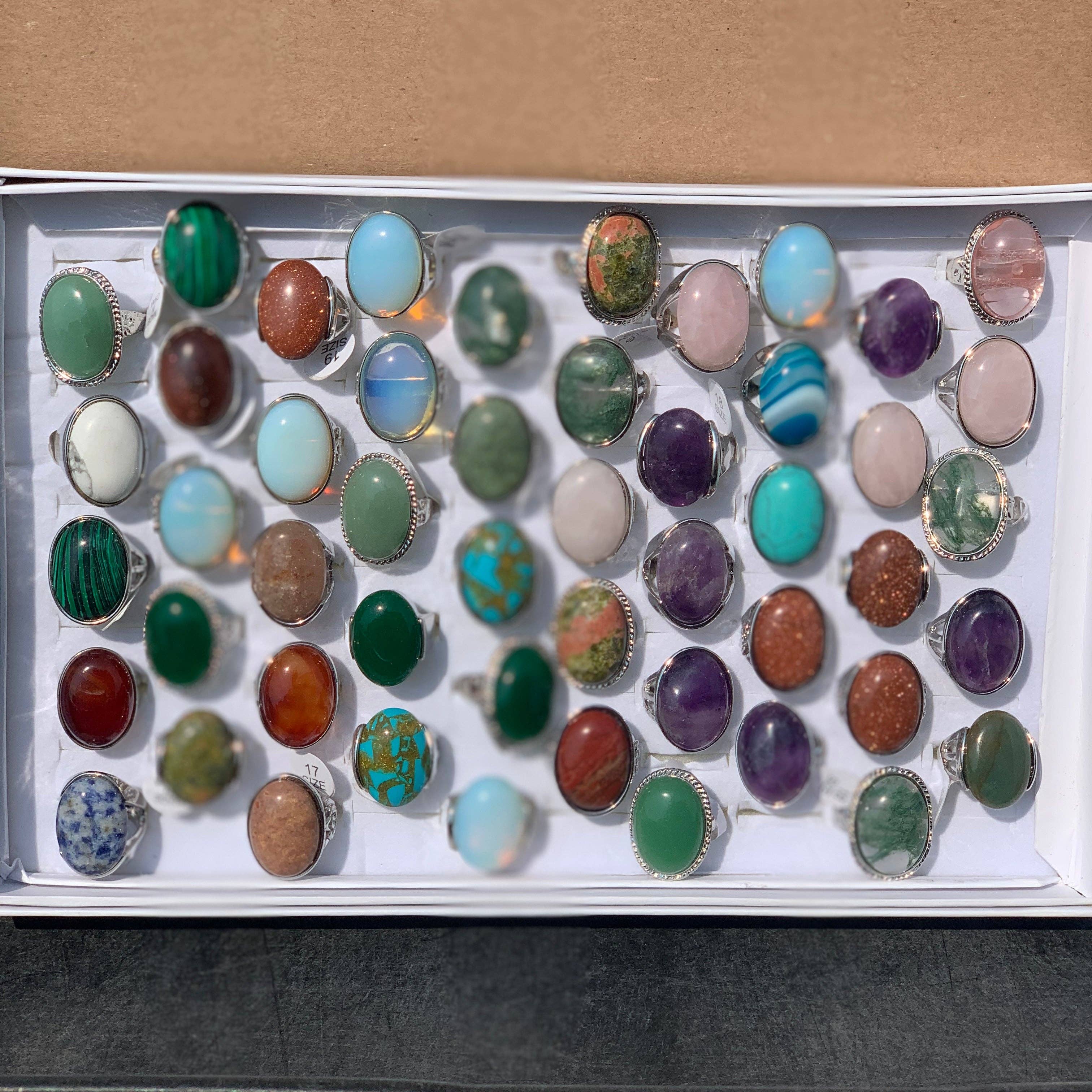 Keystone Crystals - Wholesale Jewelry Set - Gemstone Rings Assortment – 100 or 50 Mixed Stone Rings2