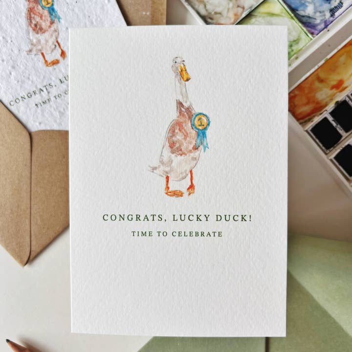 Honey and Incense - Wholesale Congratulations card - Congrats Lucky Duck Card | Quacking Puns1