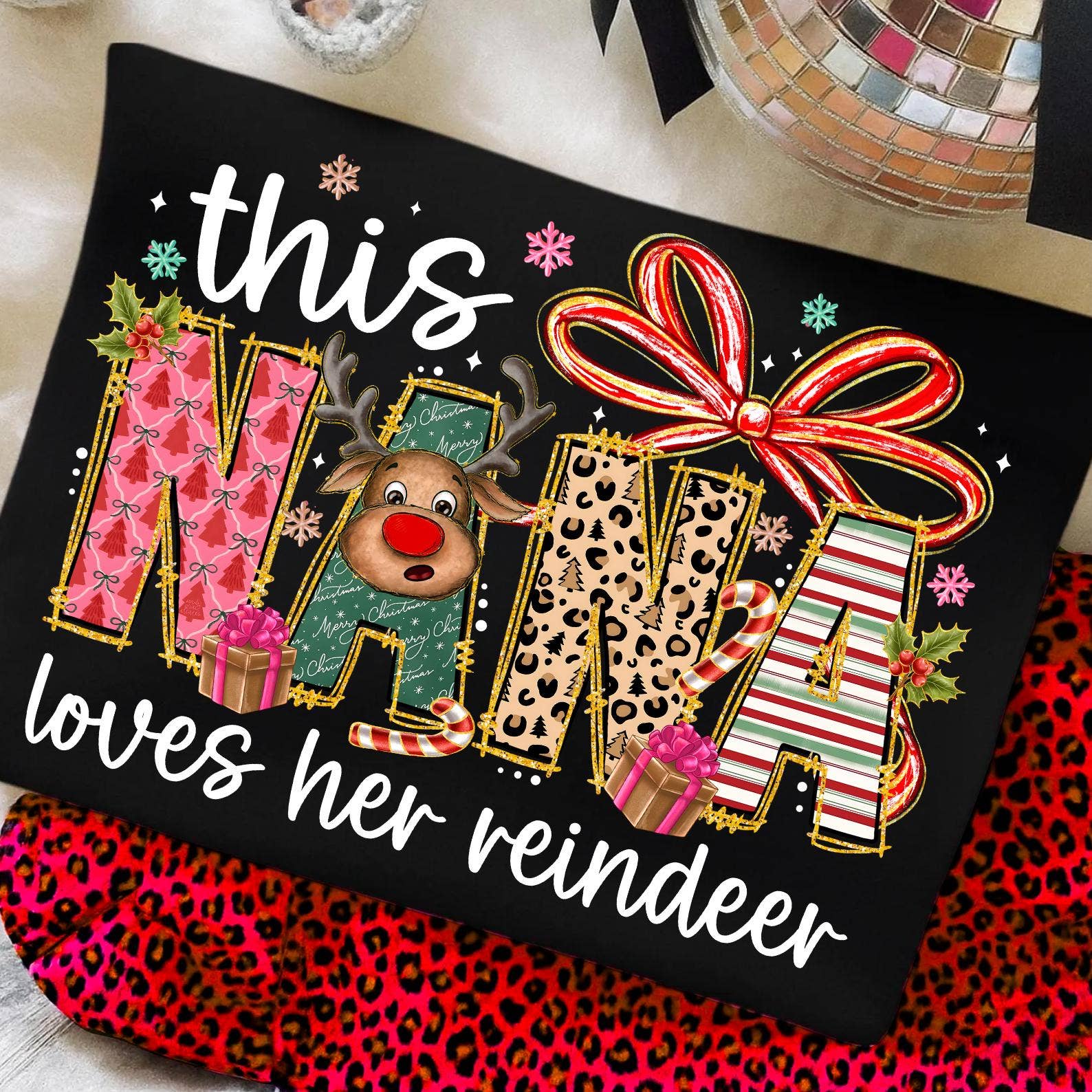 DLT Ecommerce - Vente T-shirt à imprimés – femme - T-shirt de renne de Noël Nana, pull de Noël joyeux maman4