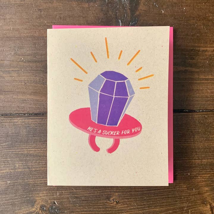 Papermain - Wholesale Engagement Card - Ring Pop 90s Retro Engagement Card