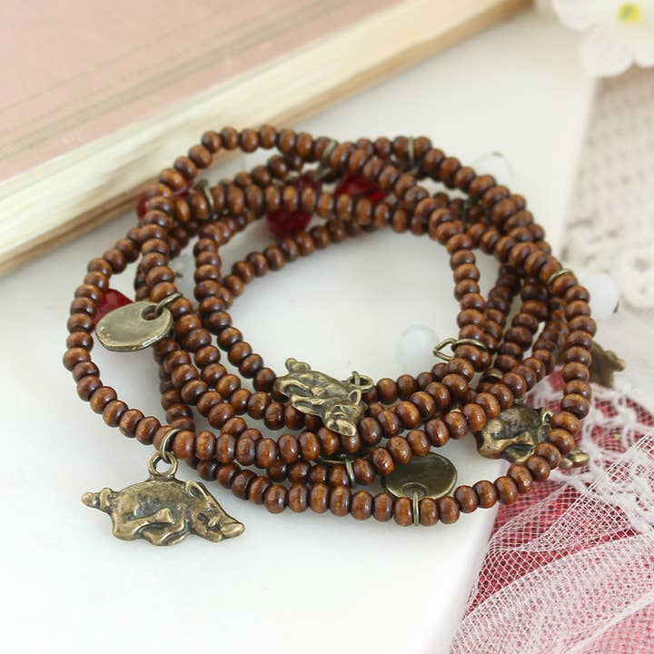 Arkansas - Braccialetto elasticizzato con perline in legno, 91,4 cm per la vendita all'ingrosso da parte di Seasons Jewelry