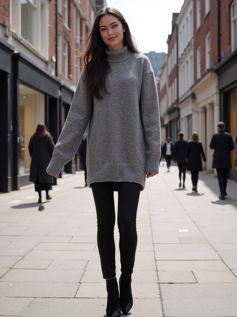 Marayn - Wholesale Knitted jumper – Women′s - Cozy Oversized Turtleneck Knit Sweater for FallWinter8