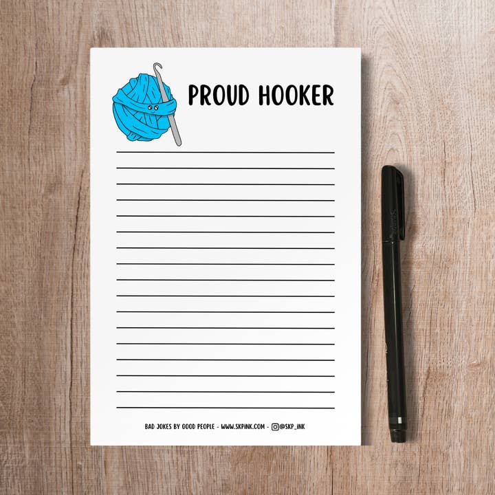 SKP ink - Vendita all'ingrosso Bloc notes - Divertente taccuino con giochi di parole all'uncinetto | Proud Hooker Stationery