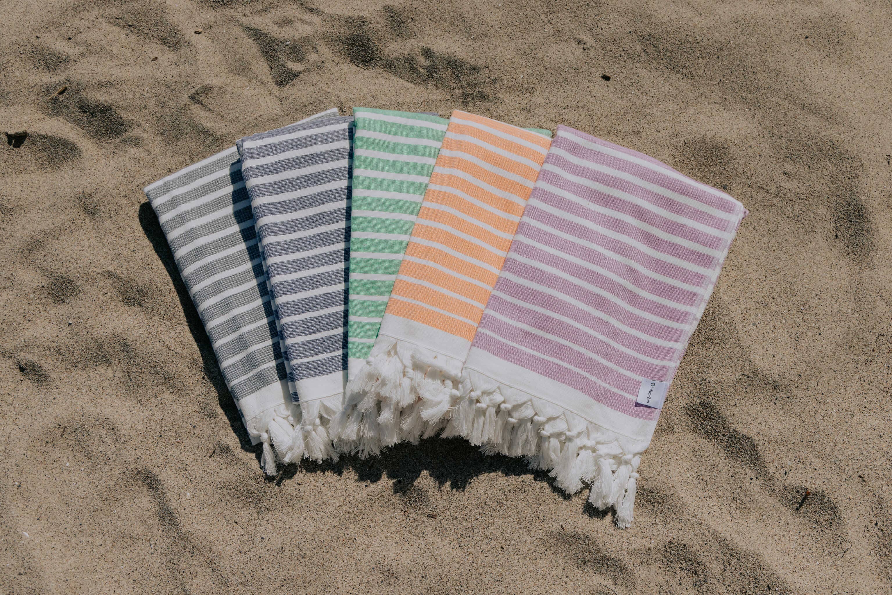 InfuseZen – wholesale Bath towel – Gradient Stripe Turkish Towel, Terry Cloth Back, Purple3