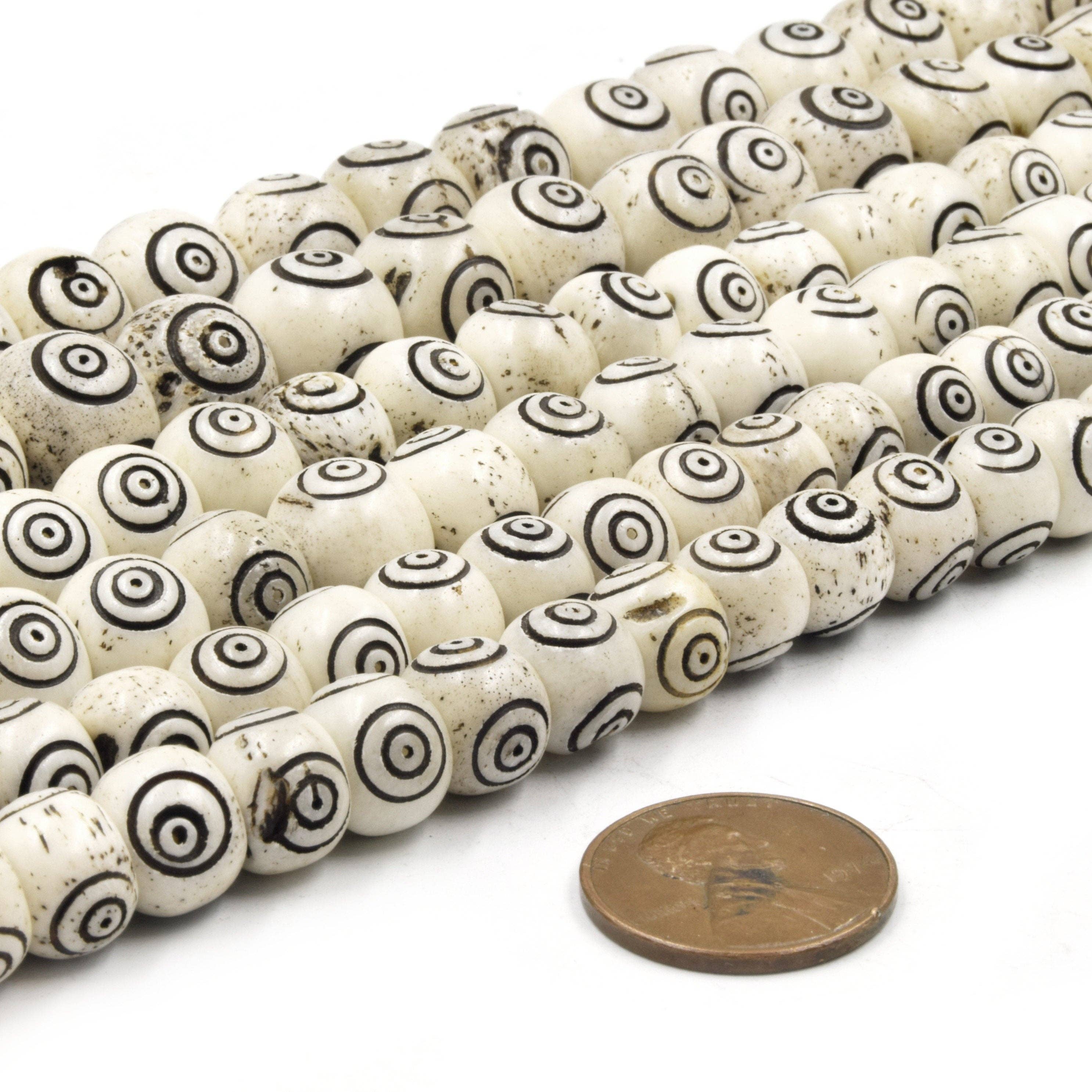 Only Beads – Engroshandel Perler – Hvide Bullseye Udskårne Benperler1