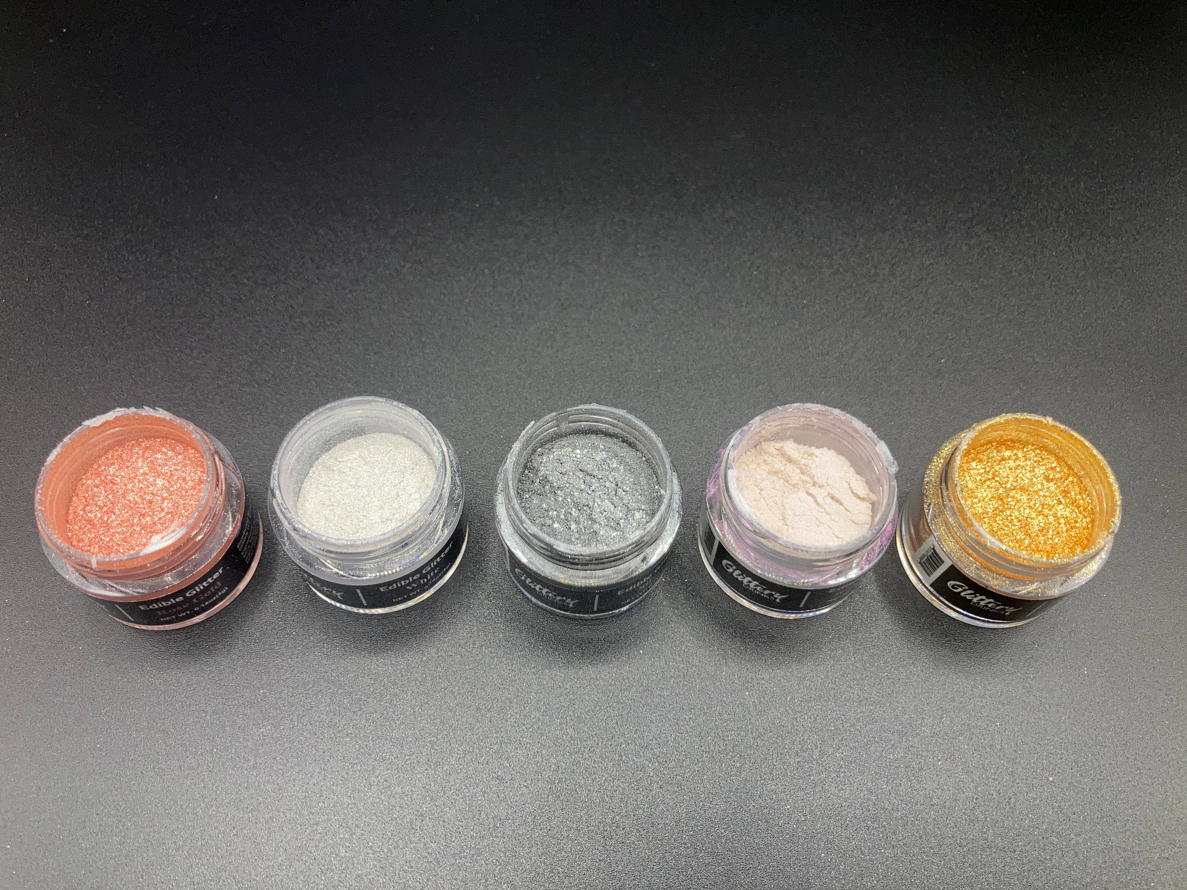 Glittery - Edible, Cosmetic and Biodegradable Glitter Products – Großhandel Drink Topper – Elegance Set – essbares Glitzerpulver für Getränke (5 Farben)9