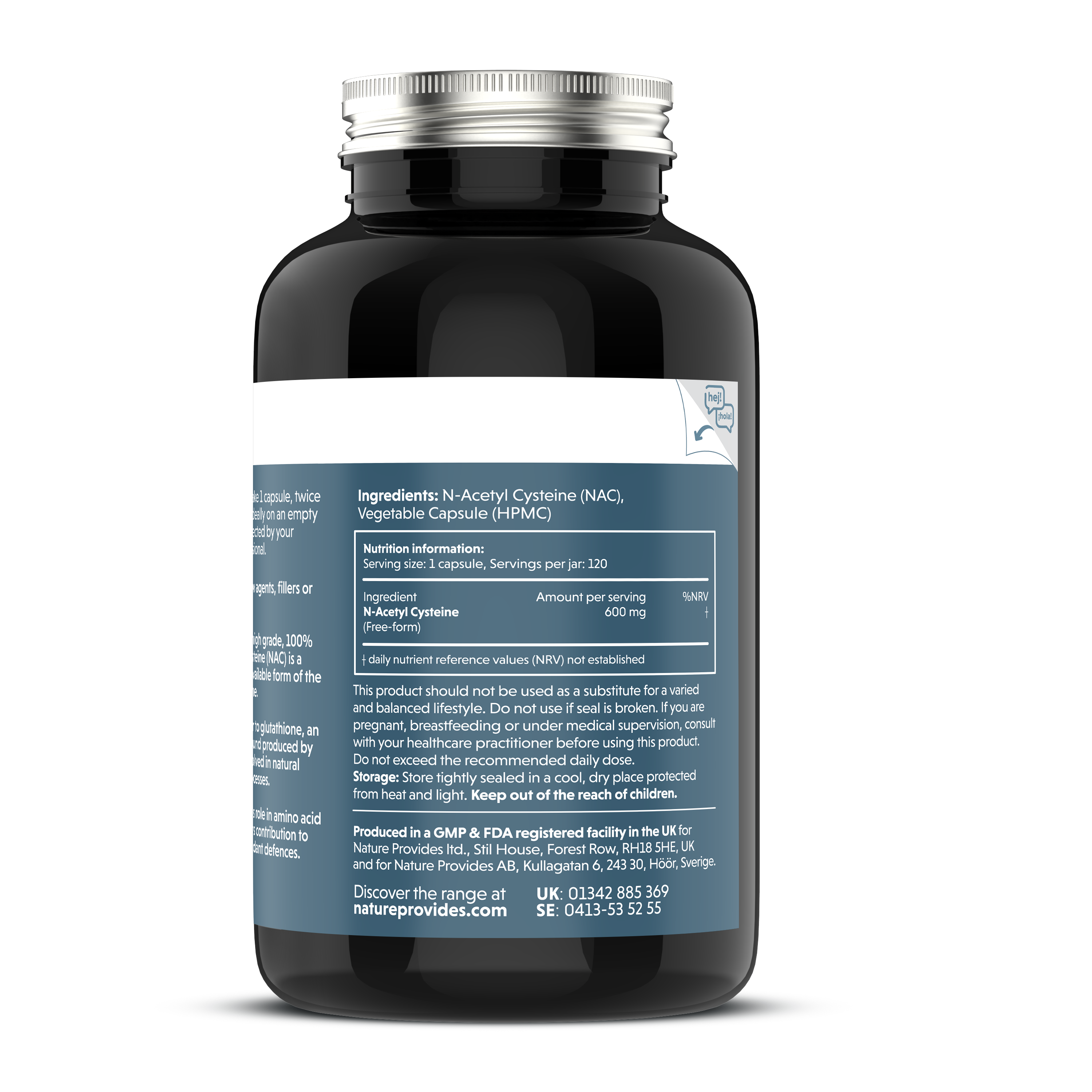 Nature Provides - Vendita all'ingrosso Vitamine/integratori orali - NAC N-acetil cisteina (in forma libera e pura al 100%) - 120 capsule1