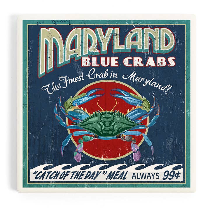 CERAMIC COASTER Maryland, Blue Crabs 2 for wholesale by Lantern Press