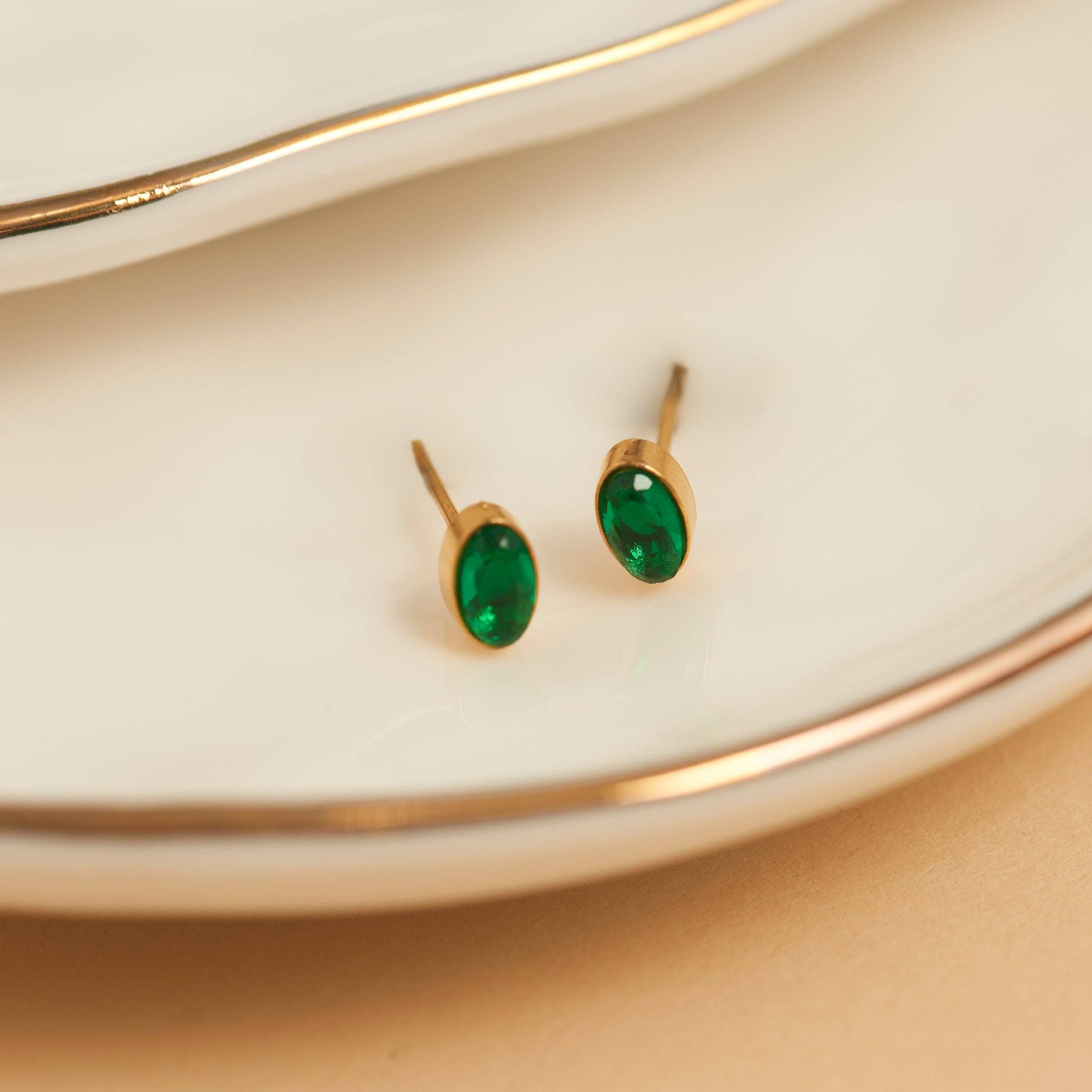 Elsie & Zoey - Wholesale Stud/Post Earrings - Waterproof Earring Narelle Oval Cubic Zirconia 18K Gold Stud4