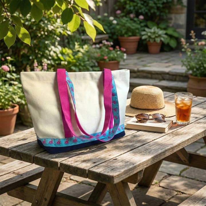 Tidewater Sandals - Wholesale Tote Bag - Women's - Tote - Flamingo Floats2