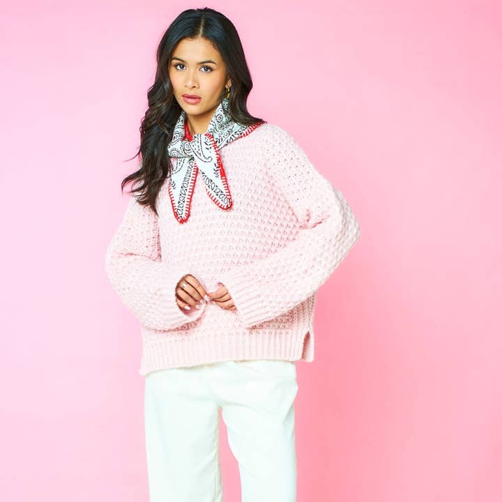 Cara & The Sky - Wholesale Knit Sweater - Women's - Darwin Oversized Chunky Knit Jumper Pink