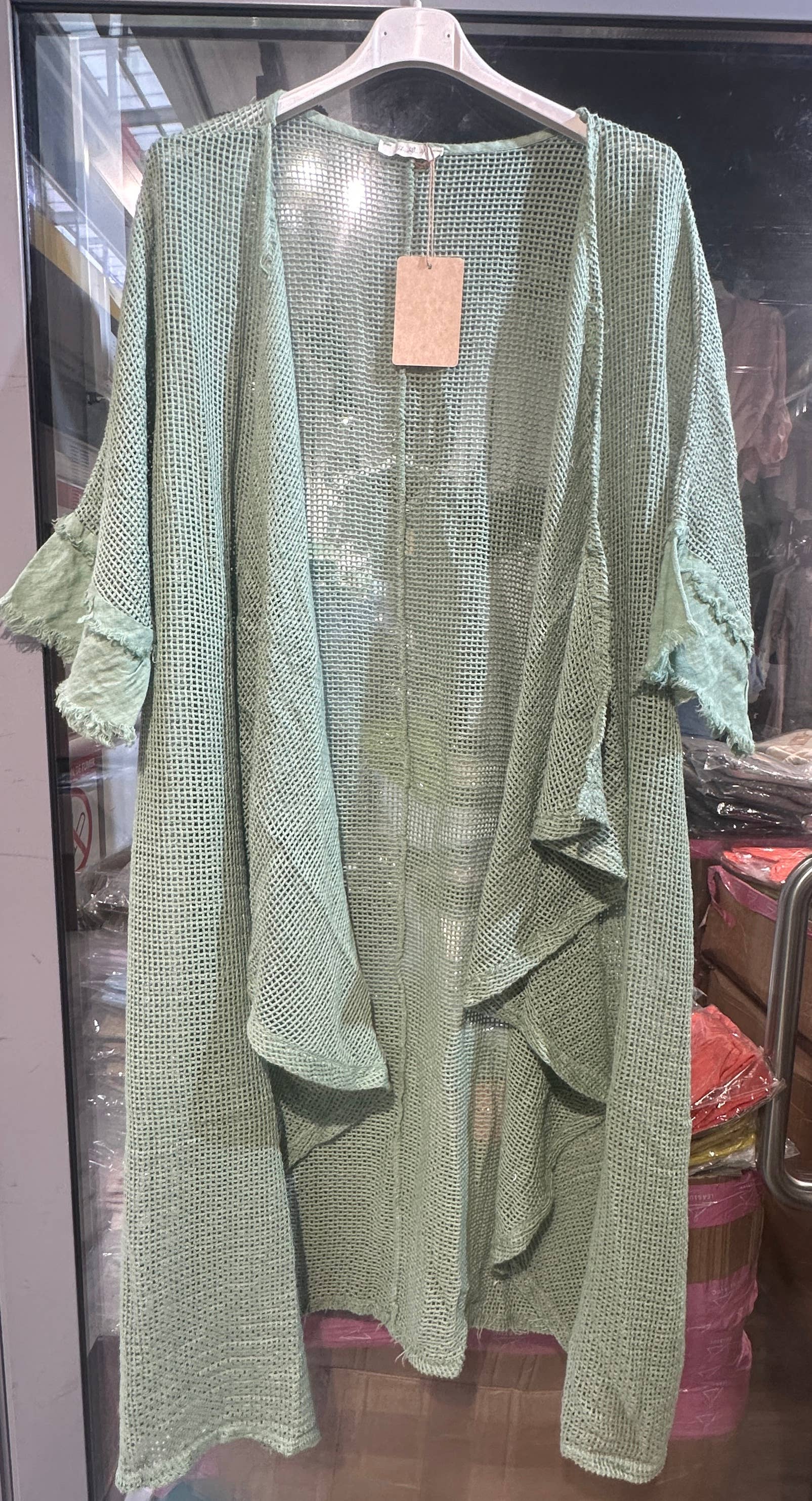 LÉA & LUC - Wholesale Vest - Dames - Opengewerkt vest van 100% katoen met 100% linnen mouwen REF. 6086515