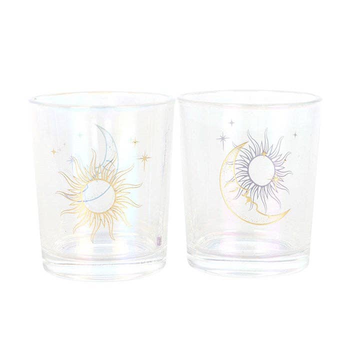 Something Different Wholesale – wholesale Candle holder – Iridescent Sun and Moon Votive Candle Holders