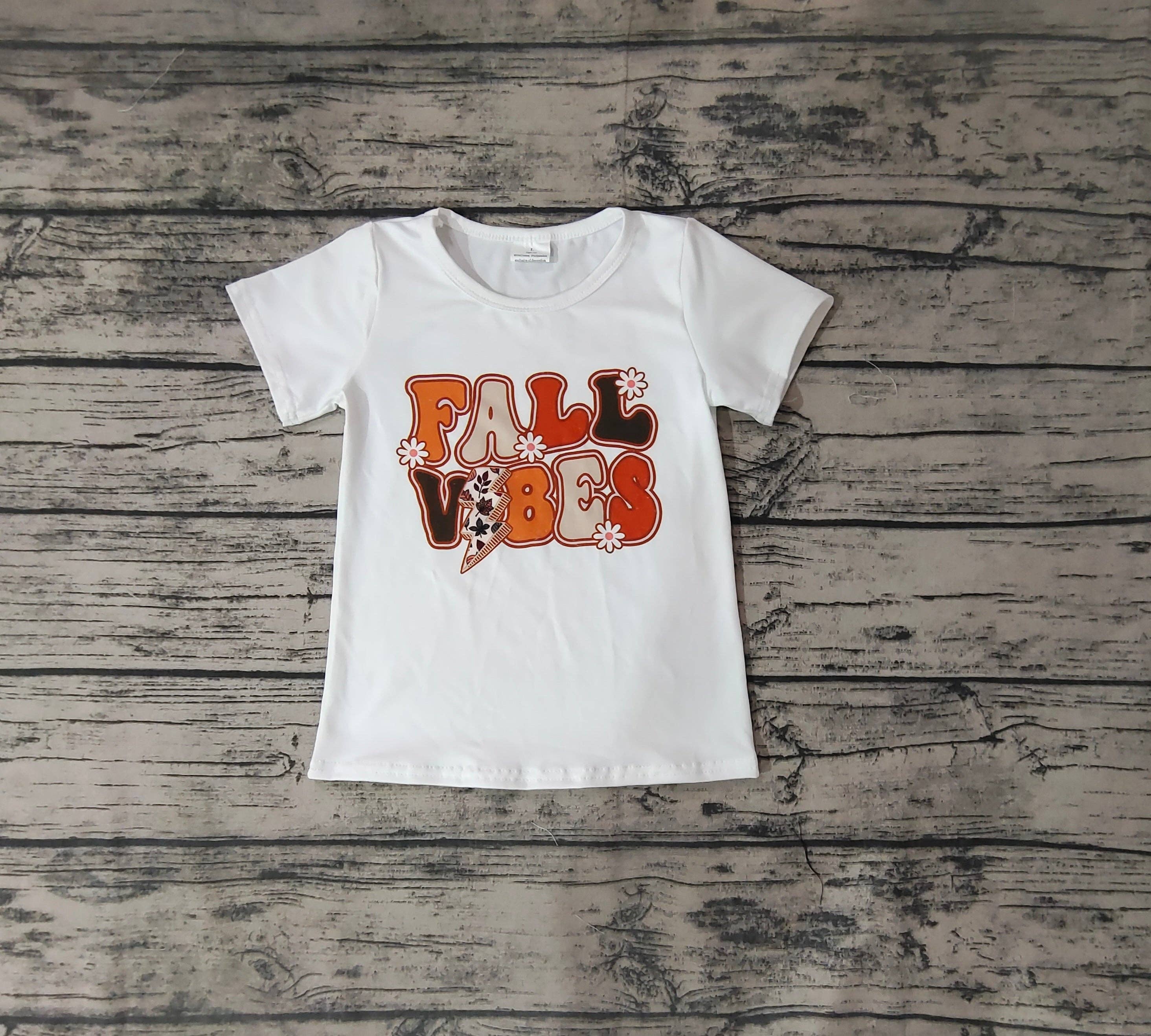 Aier Wholesale - Wholesale Screen Printed T-Shirt - Kids - Fall Baby Fashion Girls Groovy Short Sleeve Tee Shirts Tops1